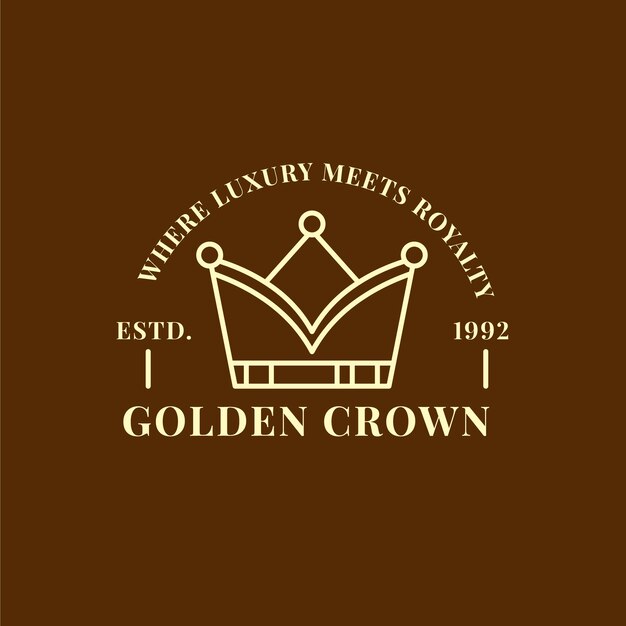 Plantilla de logotipo de corona dorada dibujada a mano