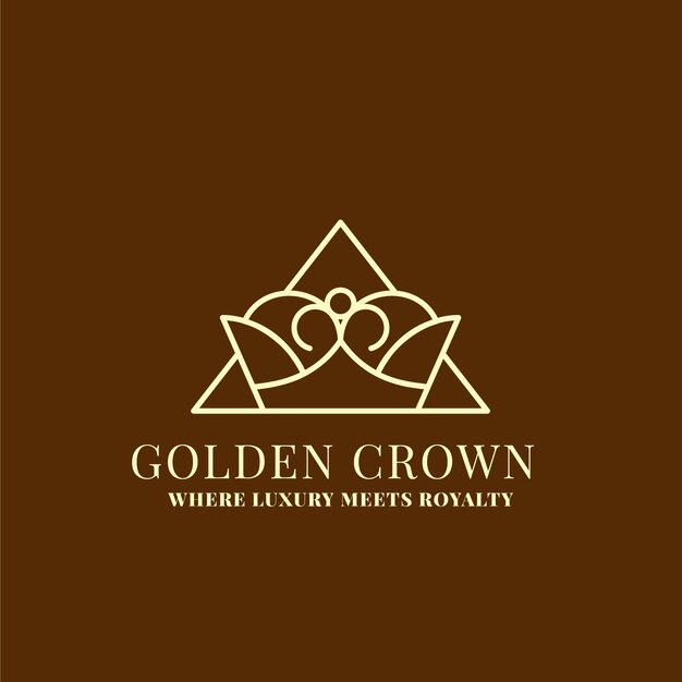 Plantilla de logotipo de corona dorada dibujada a mano