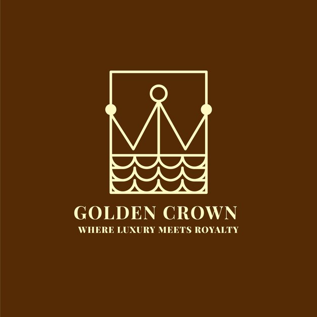 Plantilla de logotipo de corona dorada dibujada a mano