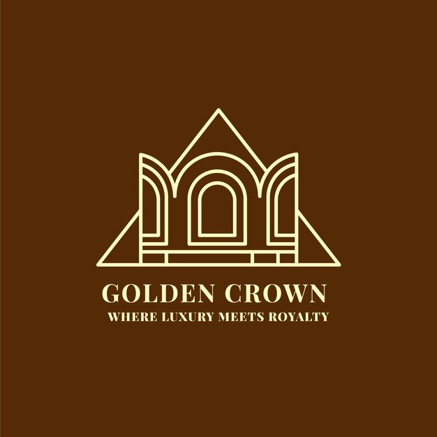 Plantilla de logotipo de corona dorada dibujada a mano