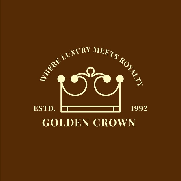 Plantilla de logotipo de corona dorada dibujada a mano