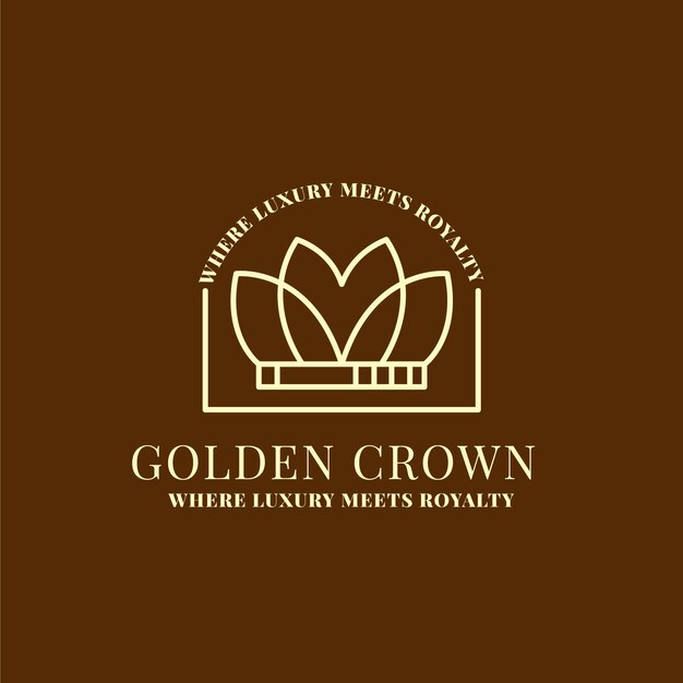 Plantilla de logotipo de corona dorada dibujada a mano