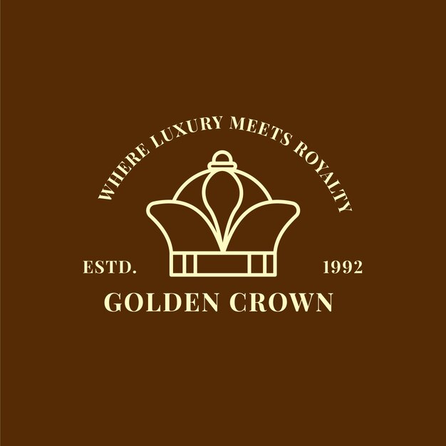 Plantilla de logotipo de corona dorada dibujada a mano
