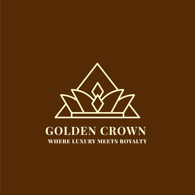 Plantilla de logotipo de corona dorada dibujada a mano