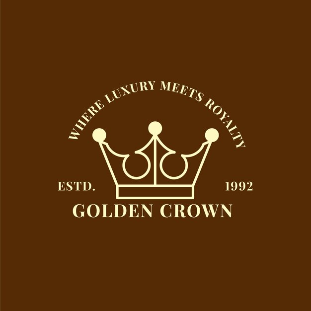 Plantilla de logotipo de corona dorada dibujada a mano