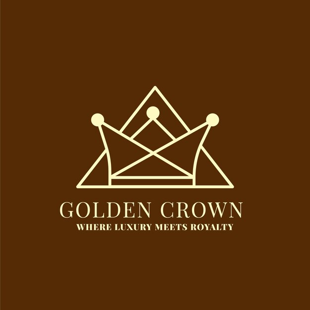 Plantilla de logotipo de corona dorada dibujada a mano
