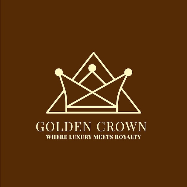 Plantilla de logotipo de corona dorada dibujada a mano