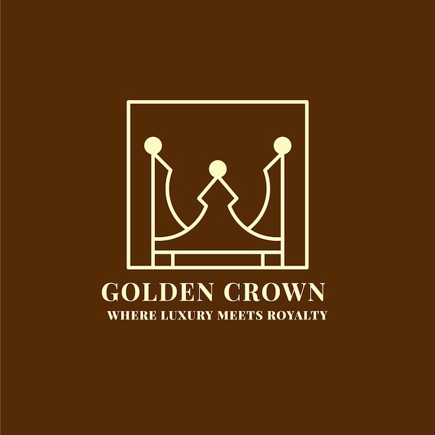 Plantilla de logotipo de corona dorada dibujada a mano