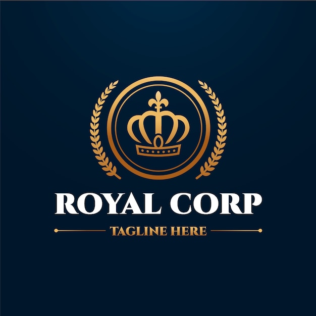 plantilla del logotipo de la corona dorada en gradiente