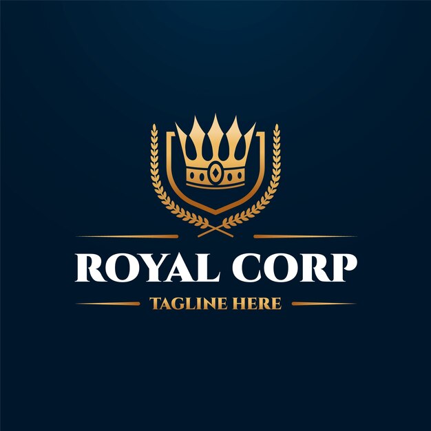 plantilla del logotipo de la corona dorada en gradiente