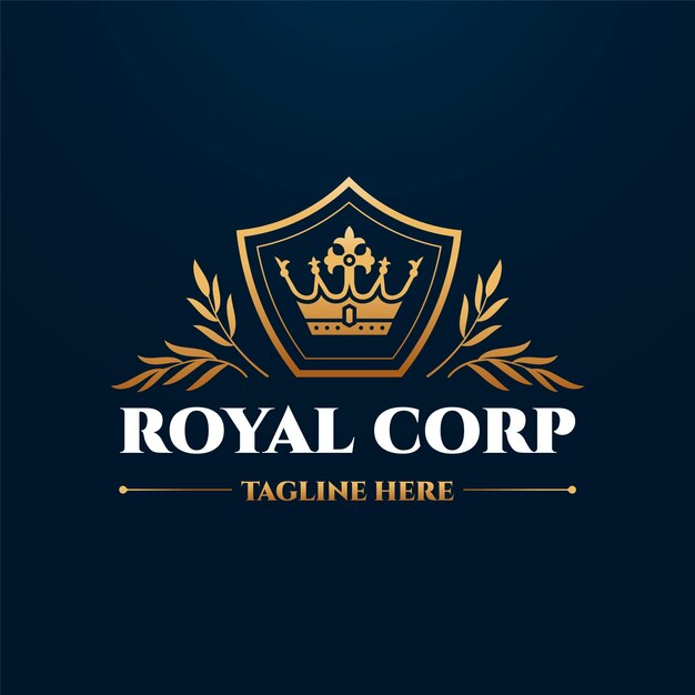 Plantilla de logotipo de corona de oro degradado