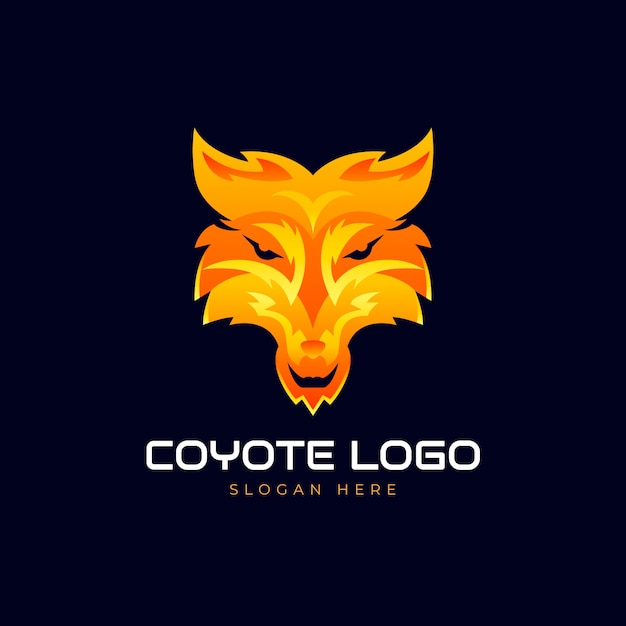 Vector gratuito plantilla de logotipo de coyote de color degradado