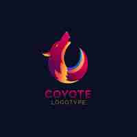 Vector gratuito plantilla de logotipo de coyote creativo degradado