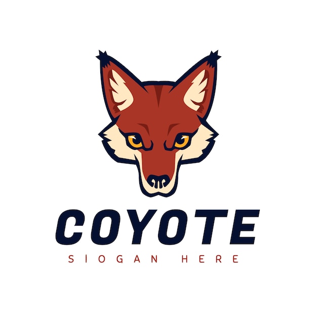 Plantilla de logotipo de coyote creativo dibujado a mano