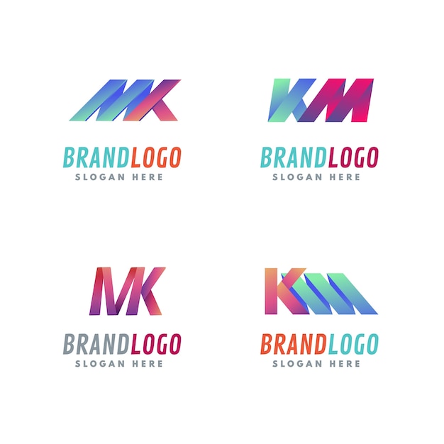 Vector gratuito plantilla de logotipo creativo profesional mk