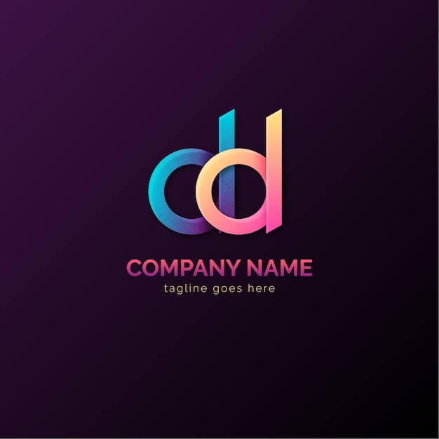 Plantilla de logotipo dd degradado