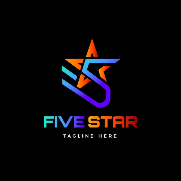 Vector gratuito plantilla de logotipo degradado de 5 estrellas