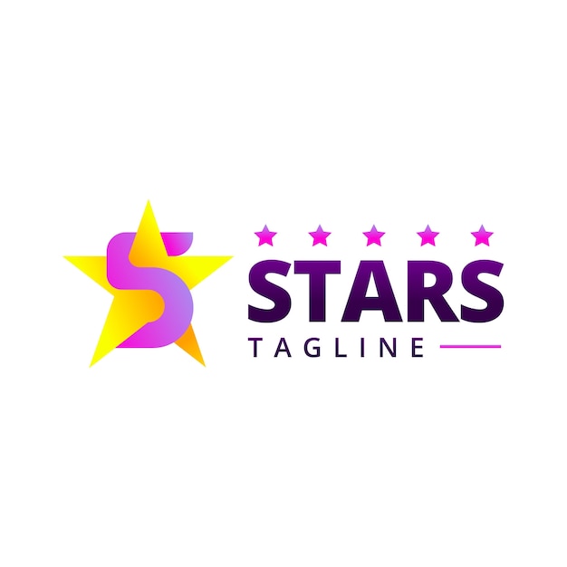 Plantilla de logotipo degradado de 5 estrellas