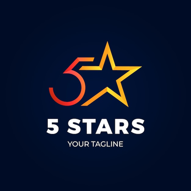 Plantilla de logotipo degradado de 5 estrellas
