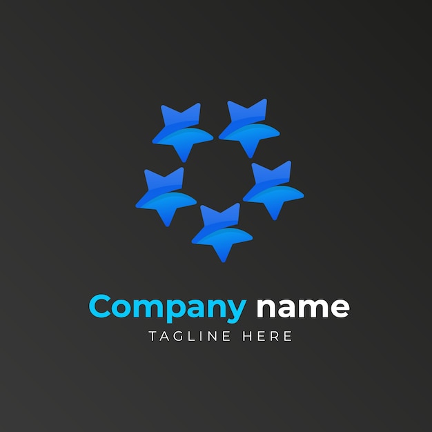 Plantilla de logotipo degradado de 5 estrellas