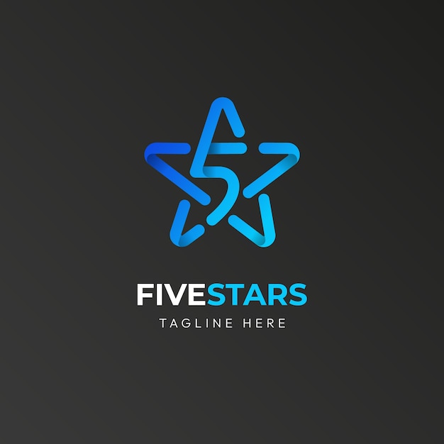 Vector gratuito plantilla de logotipo degradado de 5 estrellas