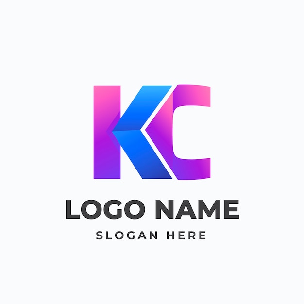 Plantilla de logotipo degradado ck o kc