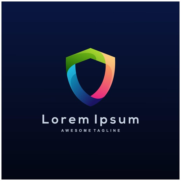 Plantilla de logotipo degradado colorido escudo
