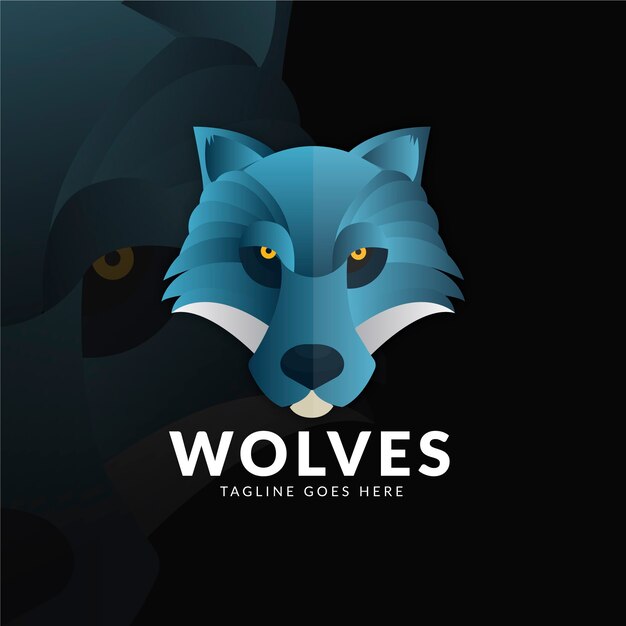 Plantilla de logotipo degradado creativo wolfpack