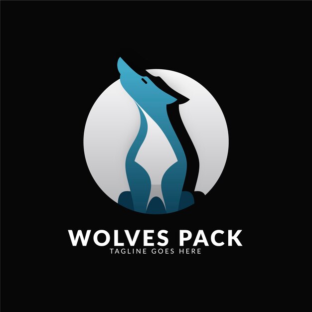 Plantilla de logotipo degradado creativo wolfpack