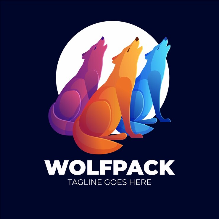 Vector gratuito plantilla de logotipo degradado creativo wolfpack