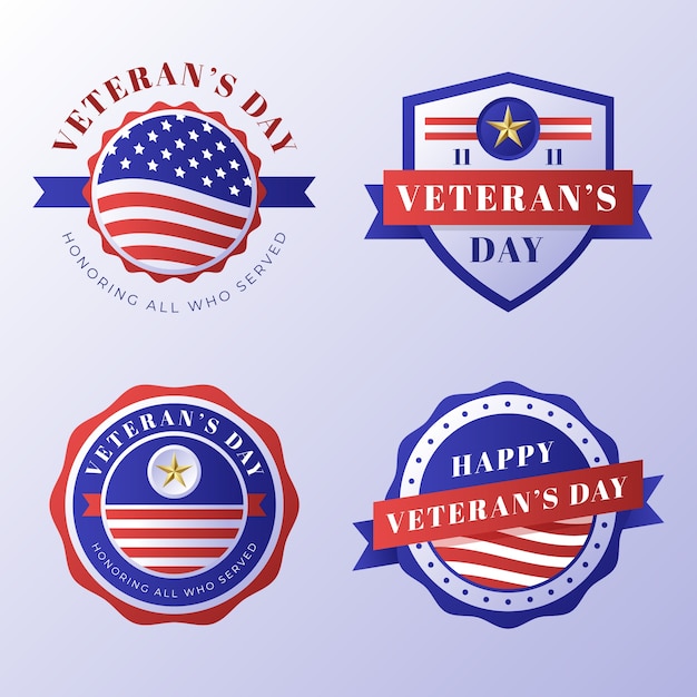 Plantilla de logotipo degradado del día de los veteranos