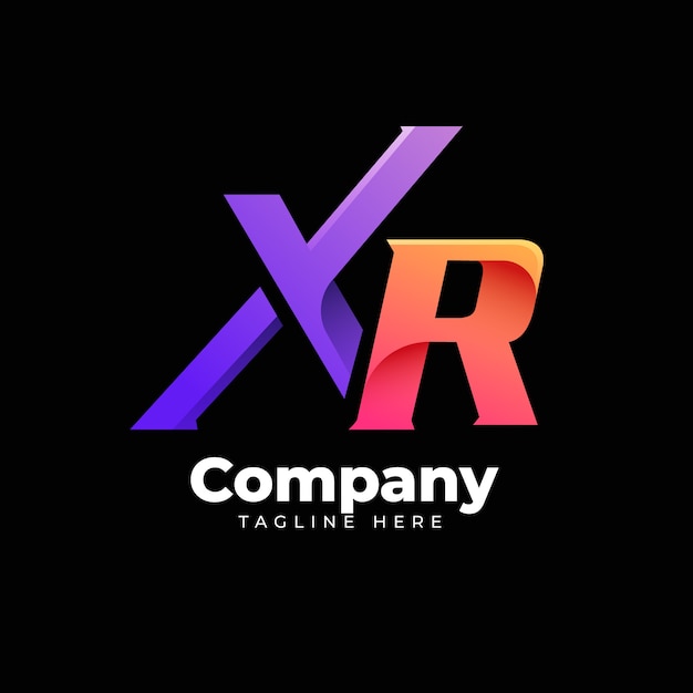 Vector gratuito plantilla de logotipo degradado rx o xr