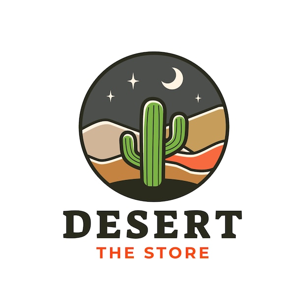 Plantilla de logotipo desierto dibujado a mano