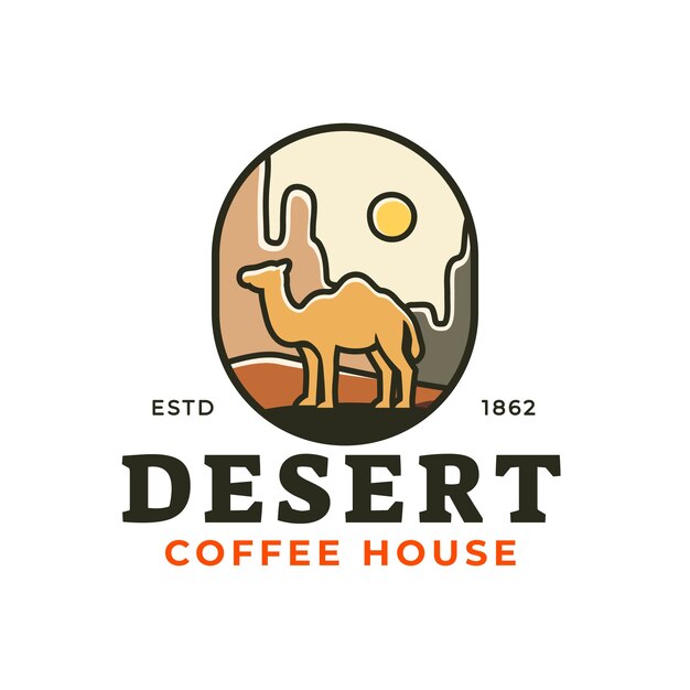 Plantilla de logotipo desierto dibujado a mano