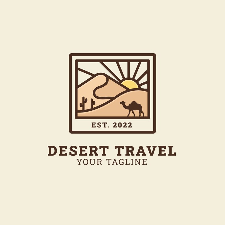 Vector gratuito plantilla de logotipo desierto dibujado a mano