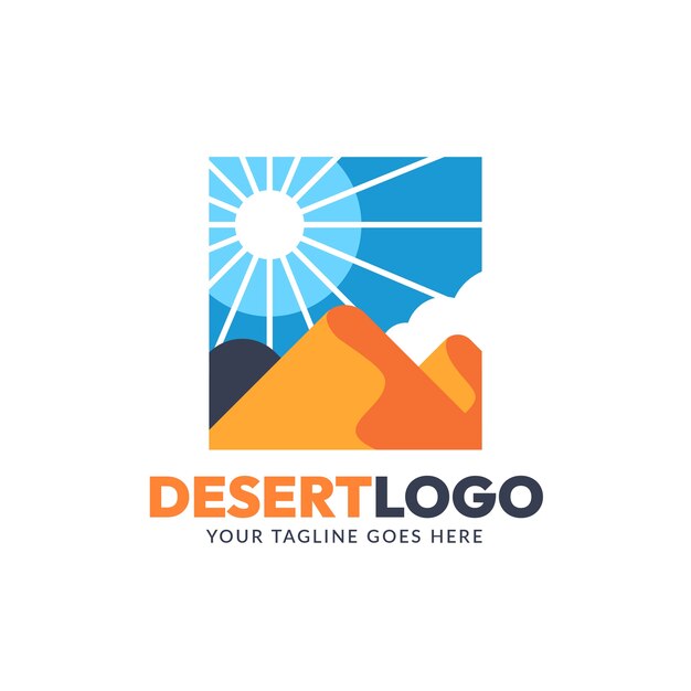 Plantilla de logotipo de desierto de diseño plano