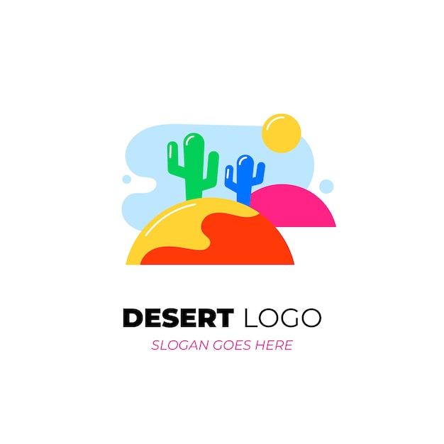 Vector gratuito plantilla de logotipo de desierto plano