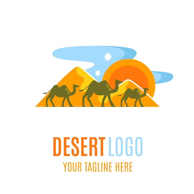 Plantilla de logotipo de desierto plano