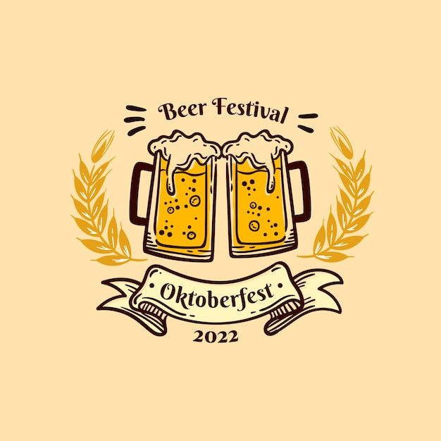 Vector gratuito plantilla de logotipo dibujado a mano para el festival de oktoberfest