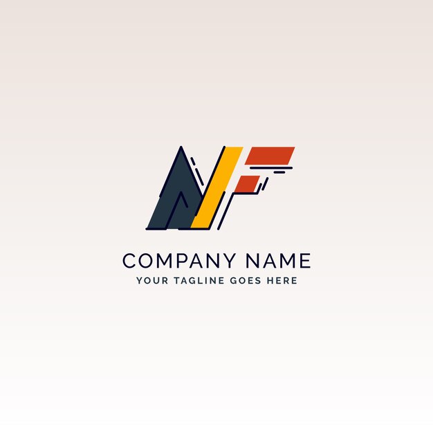 Plantilla de logotipo de diseño plano fn o nf