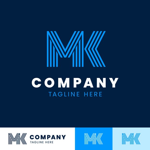 Plantilla de logotipo de diseño plano mk o km