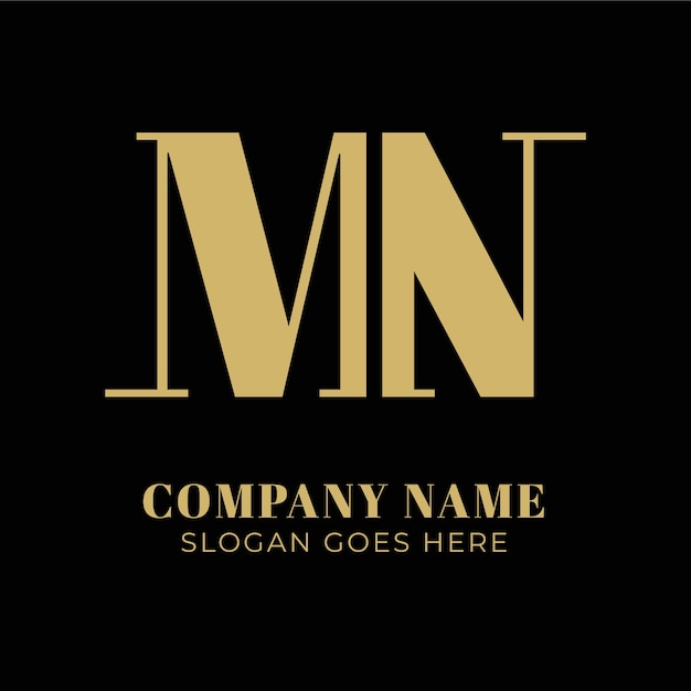 Plantilla de logotipo de diseño plano mn o nm