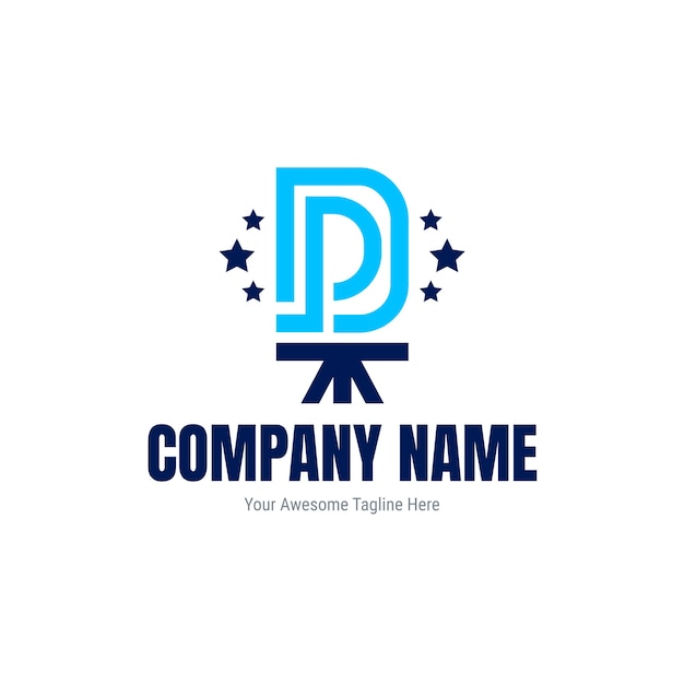 plantilla de logotipo de dp dibujada a mano