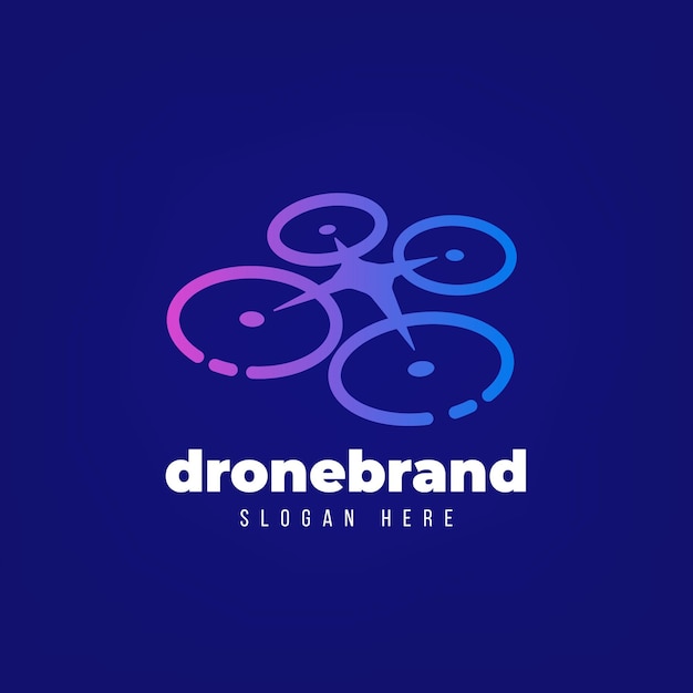 Vector gratuito plantilla de logotipo de drone degradado azul