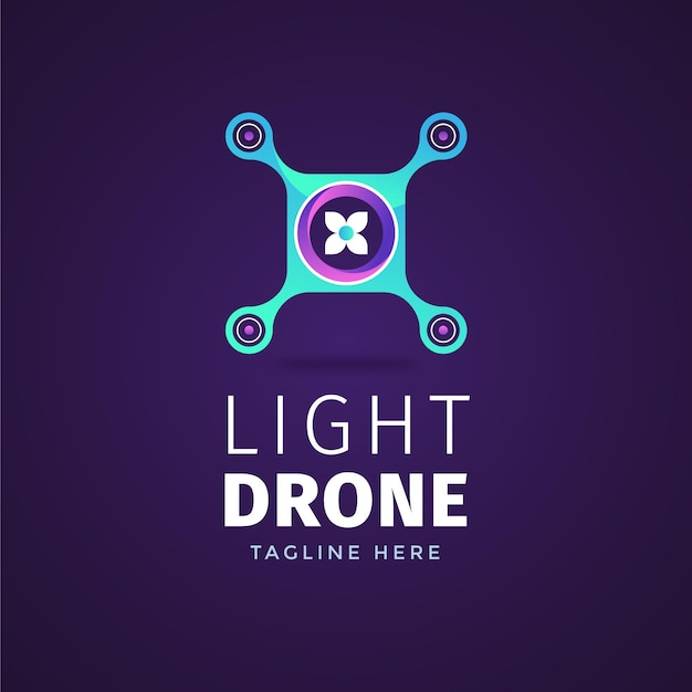 Plantilla de logotipo de drone degradado creativo