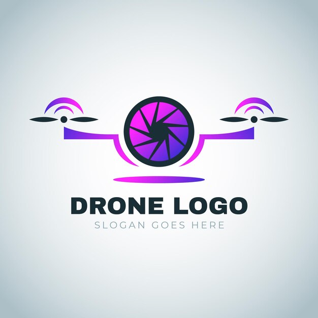 Plantilla de logotipo de drone degradado