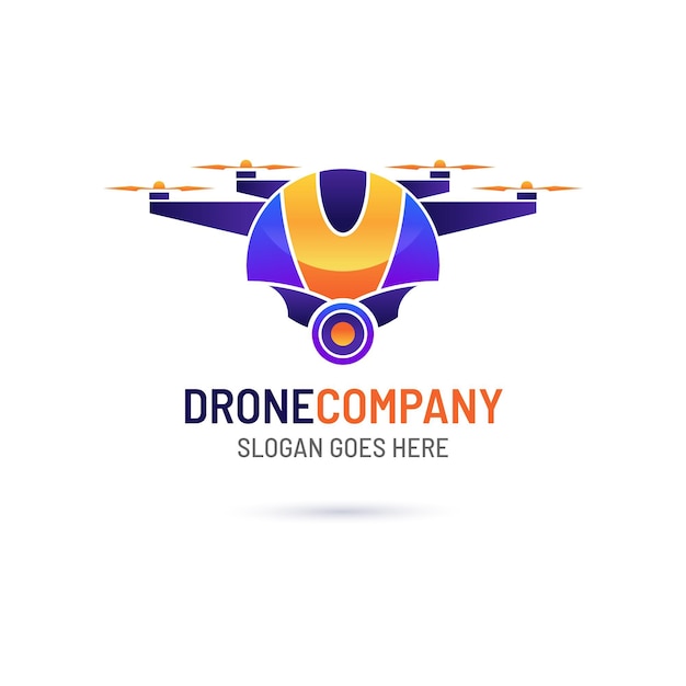Plantilla de logotipo de drone degradado