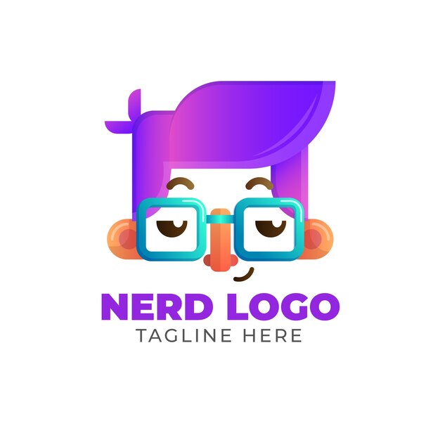Plantilla de logotipo de empollón creativo degradado