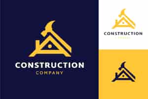 Vector gratuito plantilla de logotipo de empresa de construcción dibujada a mano
