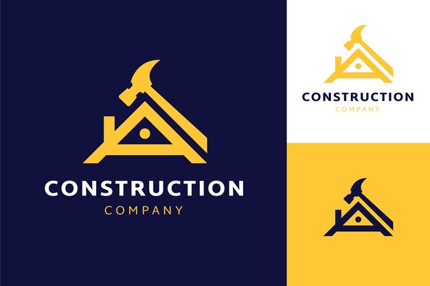 Plantilla de logotipo de empresa de construcción dibujada a mano